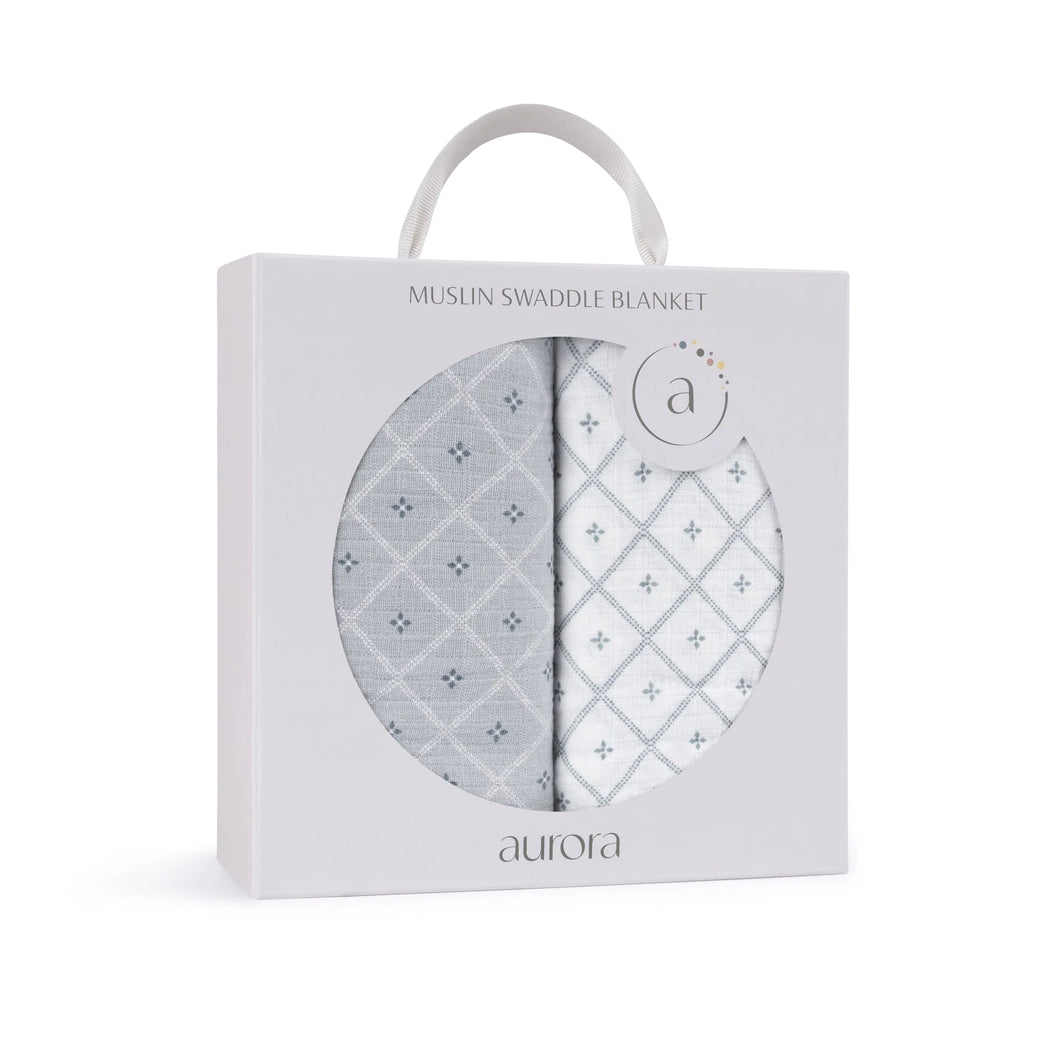 2 Pack Muslin Swaddles - Blue