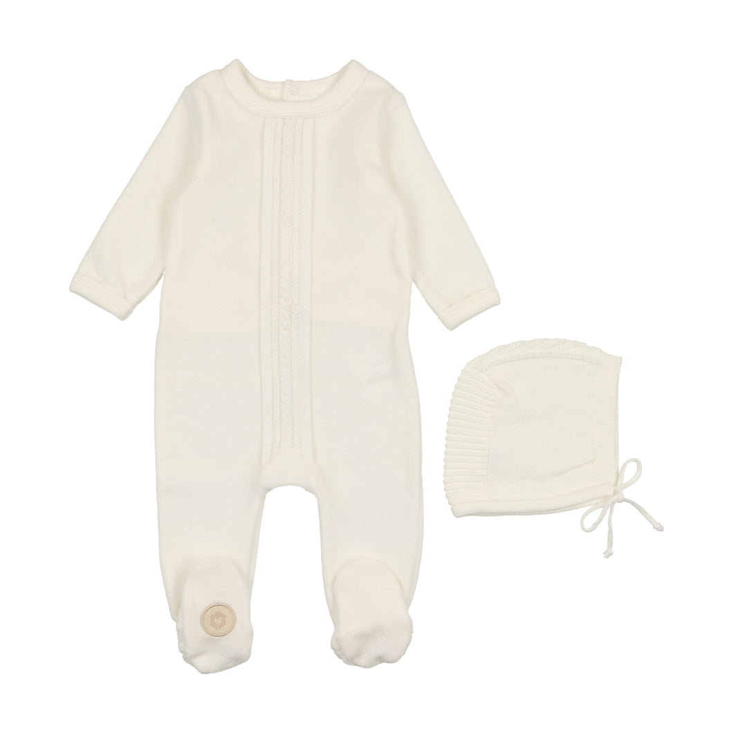 Dimple braid layette set - Ivory