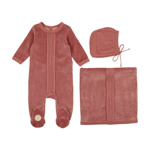 Dimple braid layette set - Ash rose