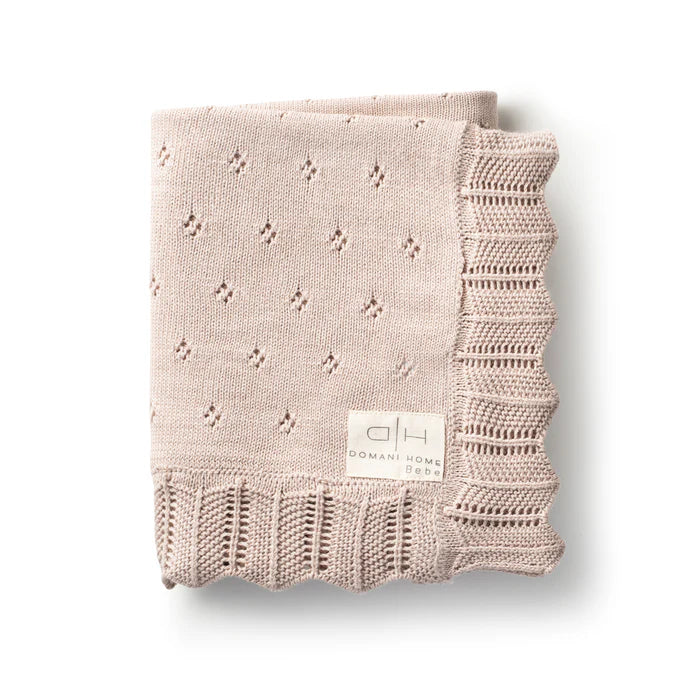 Domani Scalloped Pointelle Blanket - Pink