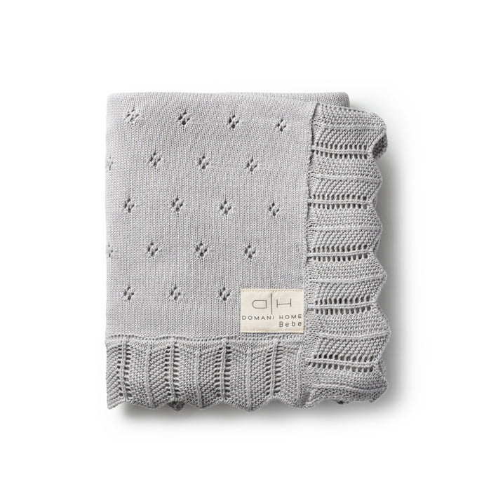 Domani Scalloped Pointelle Blanket - Cloud