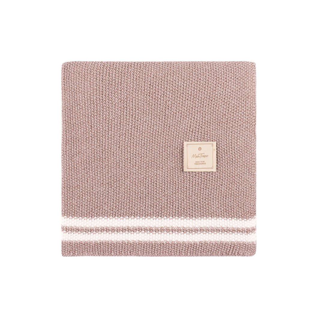 Duo stripe heather knit blanket - dark taupe