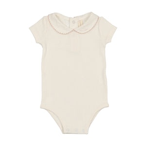 Edged collar onesie - winter white/blush