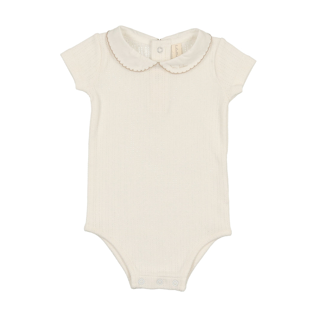 Edged collar onesie - winter white/oat