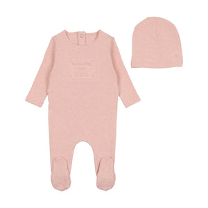 Embossed plaque footie and beanie - pina colada
