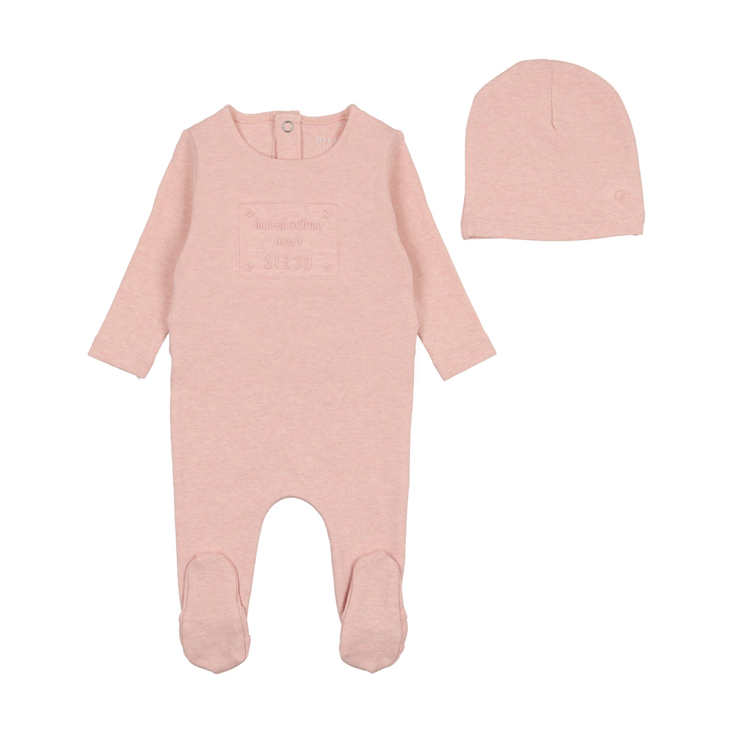 Embossed plaque footie and beanie - pina colada
