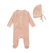 Load image into Gallery viewer, Eyelet collar velour layette set - rose
