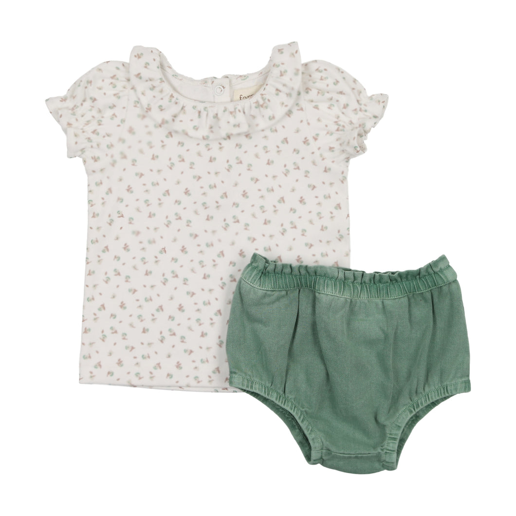 Denim bloomer and t-shirt set - green wash