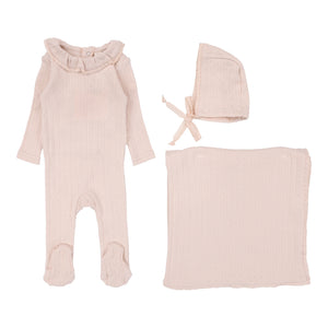 Fine pointelle collar layette set - Petal ruffle