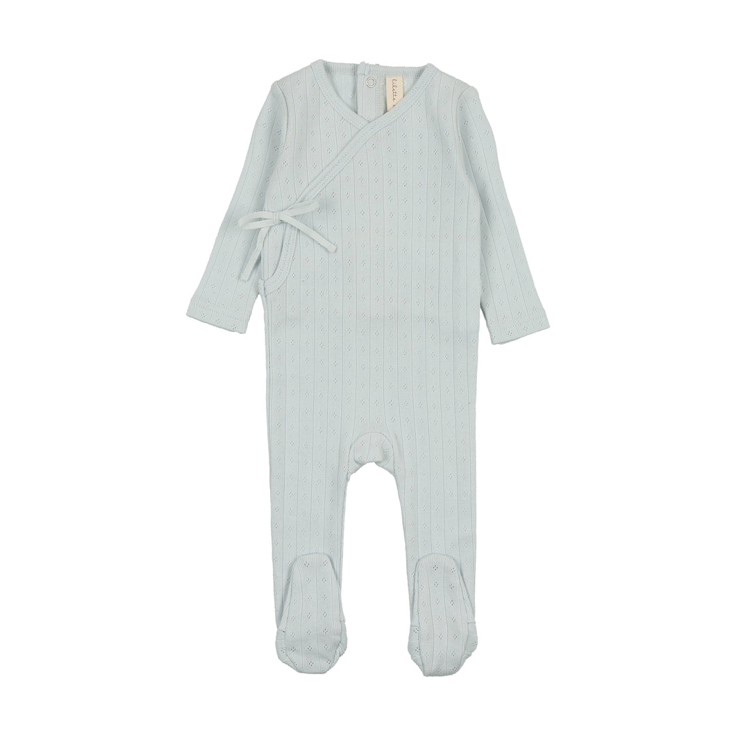Fine pointelle footie - sky blue