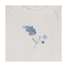 Load image into Gallery viewer, Floral Artstrokes Boys Footie &amp; Hat Set - Ivory and blue
