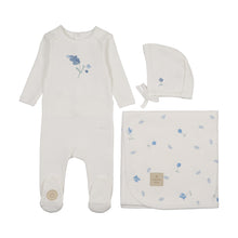 Load image into Gallery viewer, Floral Artstrokes Boys Layette Set - Ivory and blue
