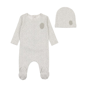 Floral crest layette set - powder blue