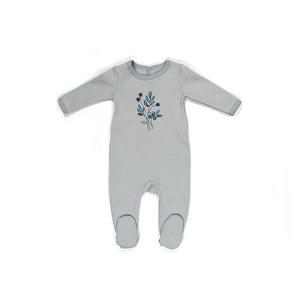 Flower sketch footie - Pearl blue