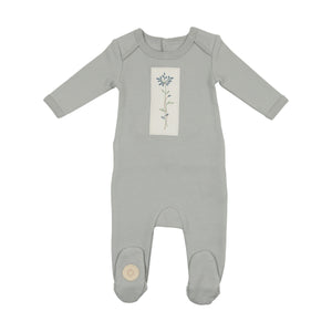 Flower patch footie - celestial blue