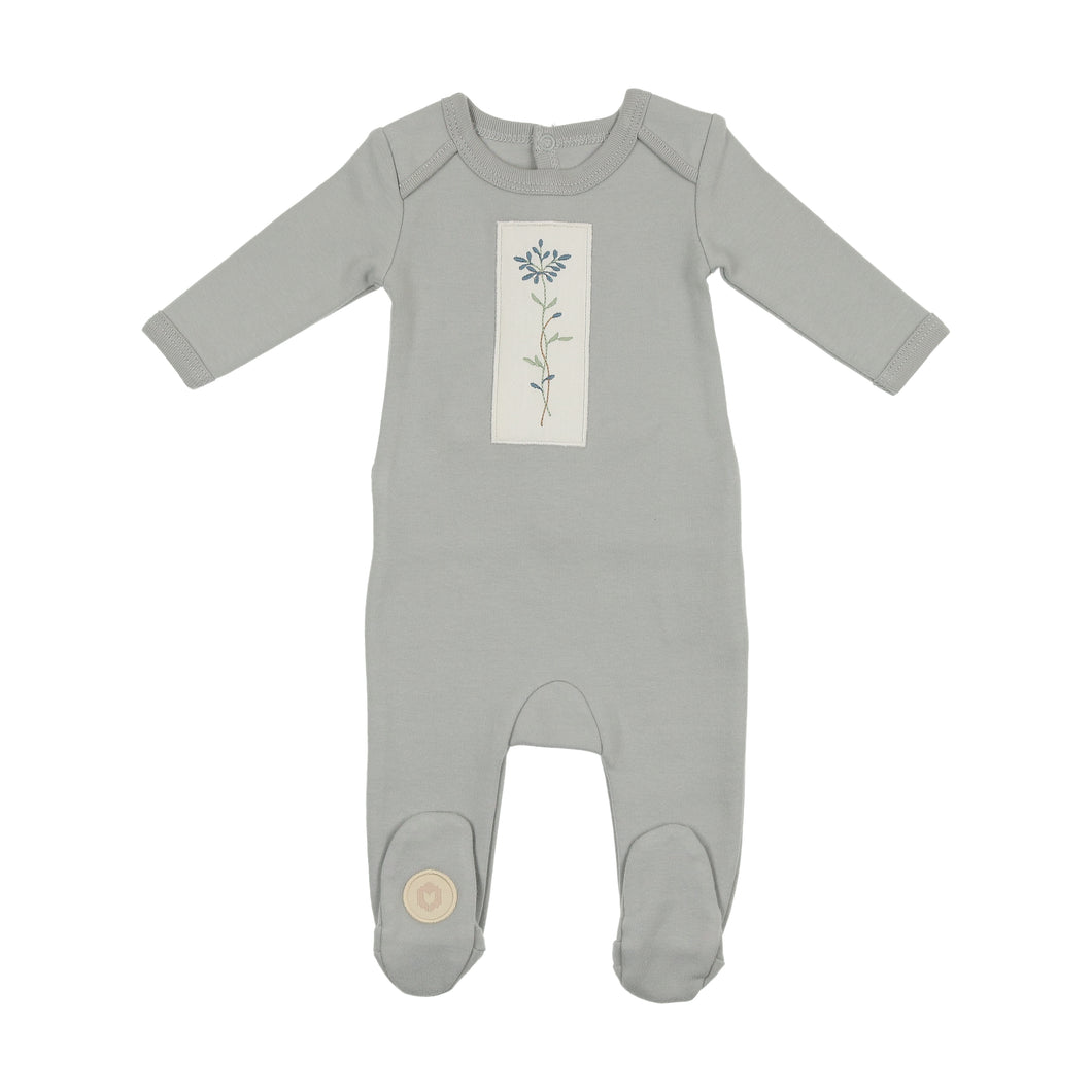 Flower patch footie - celestial blue