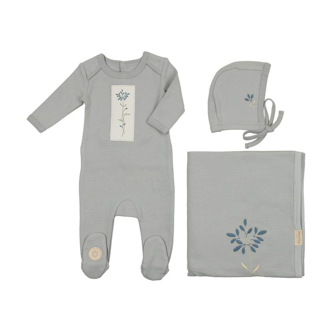 Flower patch layette set - Celestial blue