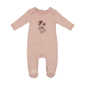 Flower sketch footie - Rose smoke