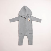Load image into Gallery viewer, Fuzzy bunny hooded romper - Santorini blue
