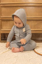Load image into Gallery viewer, Fuzzy bunny hooded romper - Santorini blue
