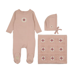 Geo floral layette set - Pink whip
