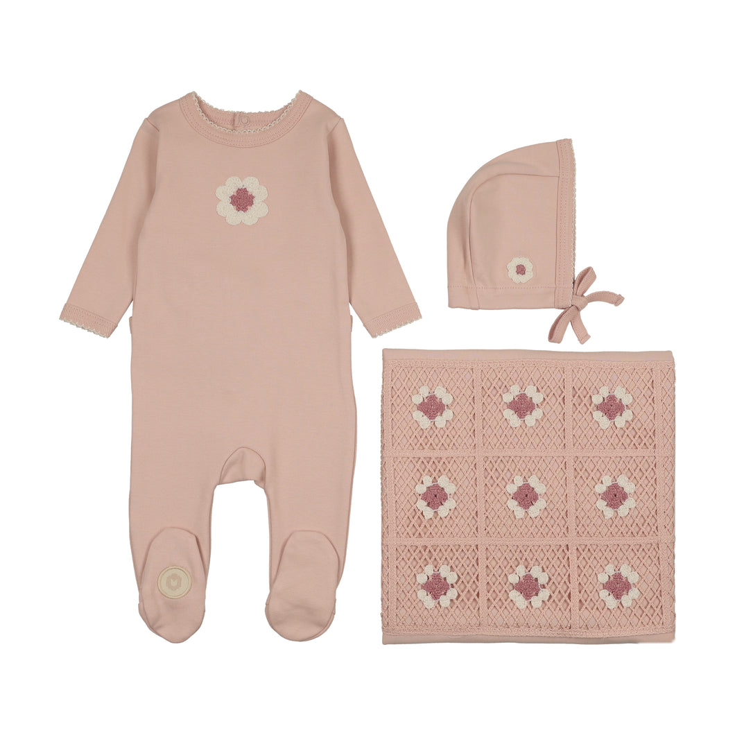 Geo floral layette set - Pink whip