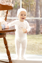 Load image into Gallery viewer, Gingham cradle footie and beanie - arctic white boys
