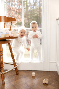 Gingham cradle footie and beanie - arctic white boys