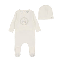 Load image into Gallery viewer, Gingham cradle footie and beanie - arctic white boys
