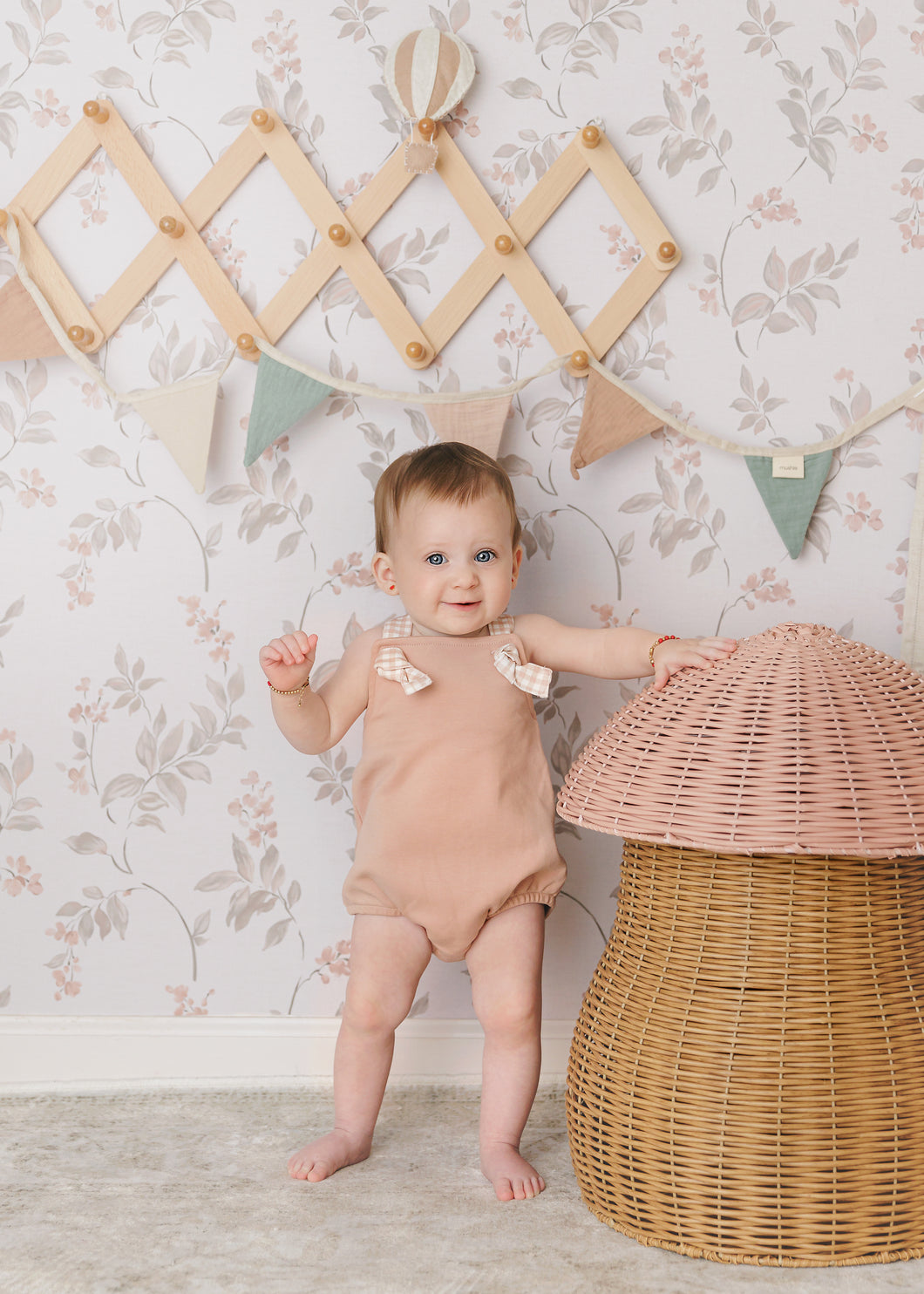 Gingham glory romper - misty rose