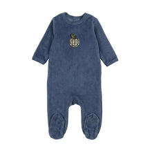 Load image into Gallery viewer, Gingham Grove Boys Footie and hat set - Midnight blue
