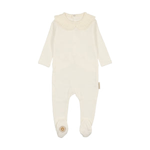 Graceful collar footie - Ivory