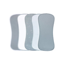 Load image into Gallery viewer, 5-pack reversible burp cloths - Blue leaf collection
