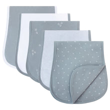 Load image into Gallery viewer, 5-pack reversible burp cloths - Blue leaf collection
