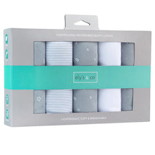 Load image into Gallery viewer, 5-pack reversible burp cloths - Blue leaf collection
