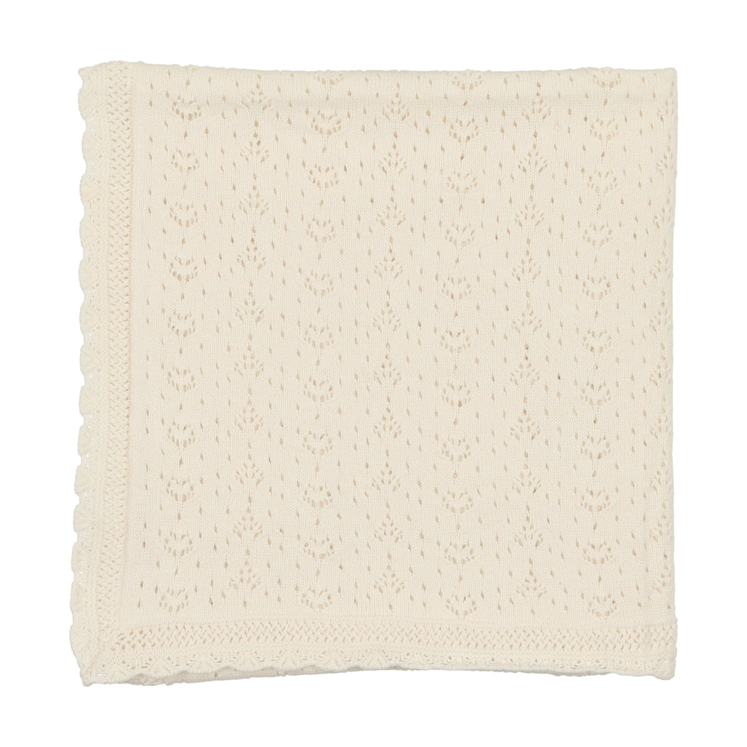 Heart open knit blanket - Cream
