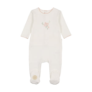 Heirloom blossom footie - Ivory and pink