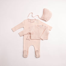 Load image into Gallery viewer, Herringbone cardigan footie - Pearly pink
