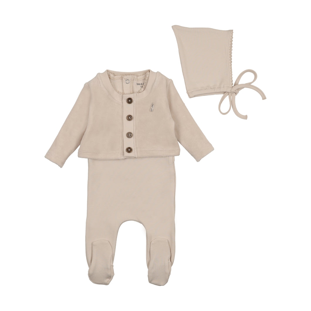 How charming set footie, cardigan and bonnet - Ivory