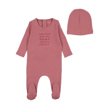 Load image into Gallery viewer, I love you footie and bonnet - Raspberry
