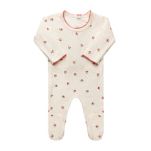 Load image into Gallery viewer, Cherry - terry footie - red/cream
