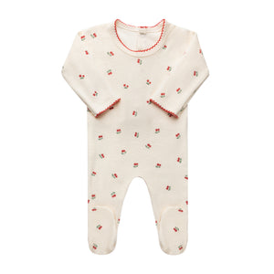 Cherry - terry footie - red/cream