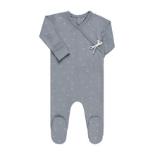 Load image into Gallery viewer, Floral kimono footie - slate blue
