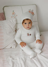 Load image into Gallery viewer, Embroidered Bear Collection - Ivory Girl - Footie + Beanie
