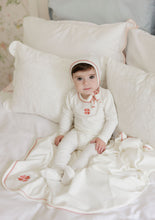 Load image into Gallery viewer, Embroidered Clover Collection - Ivory Pink - Footie + Bonnet
