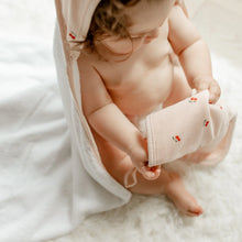 Load image into Gallery viewer, Printed hooded towel and washcloth set - Red cherries
