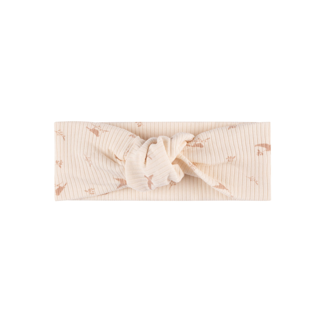 Bird - ribbed cotton pink/cream knot headband
