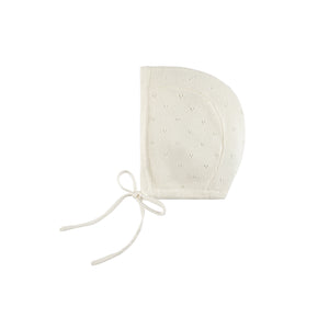 Cream pointelle knit bonnet