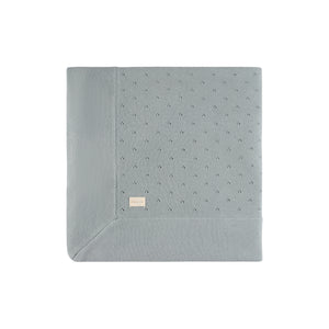 Dusty blue pointelle knit blanket