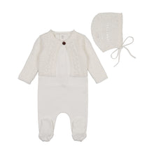 Load image into Gallery viewer, Intricate Footie/Bonnet-Chalk White
